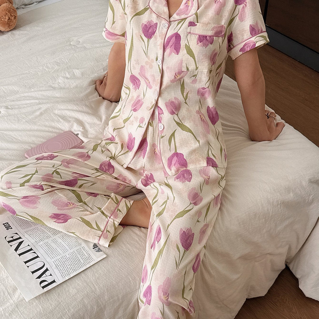 Megan | Classic Floral Notch Collar Pajamas Set