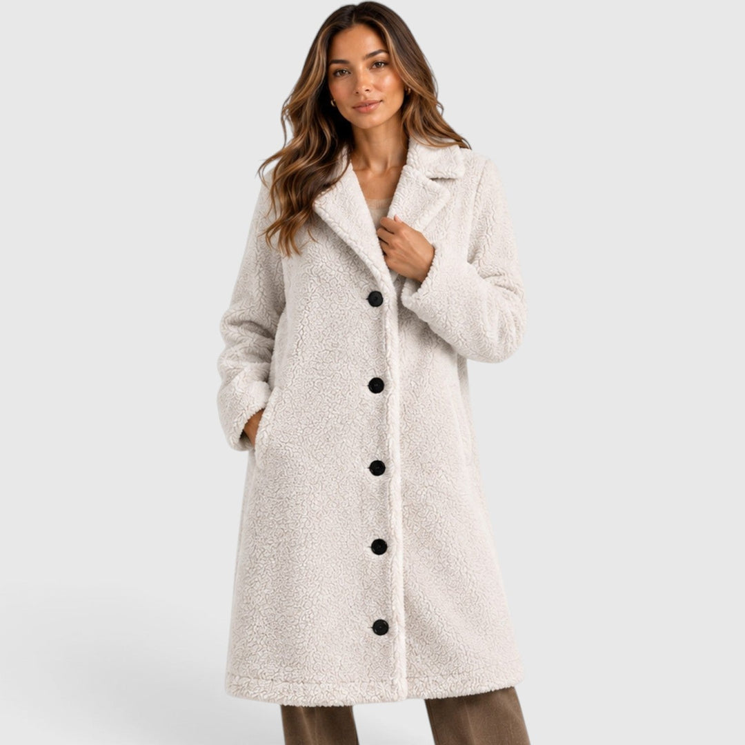 Megan | Cozy Longline Button Front Sherpa Jacket Women