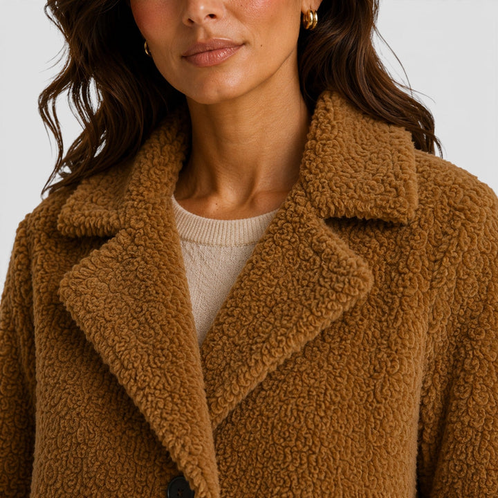 Megan | Cozy Longline Button Front Sherpa Jacket Women