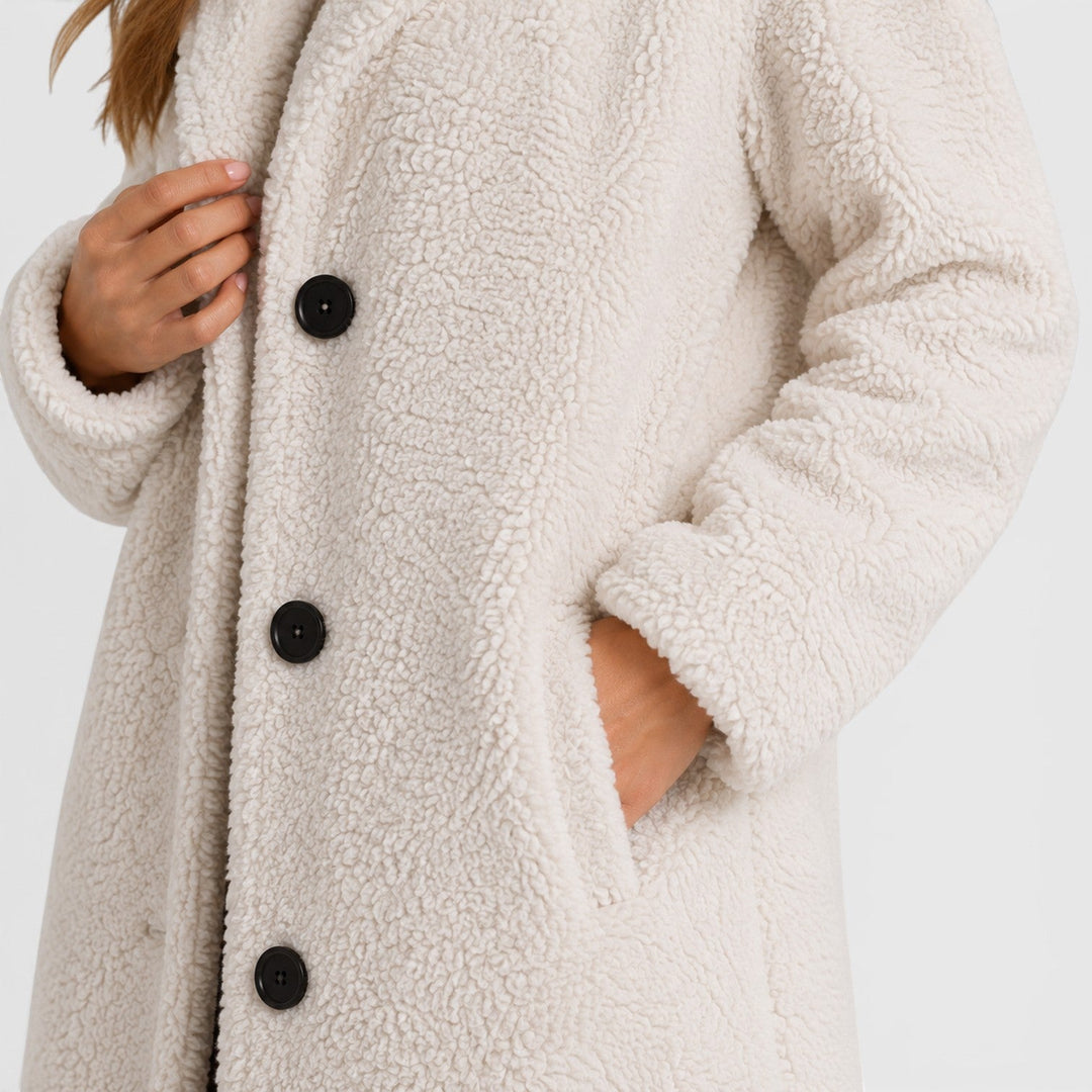 Megan | Cozy Longline Button Front Sherpa Jacket Women