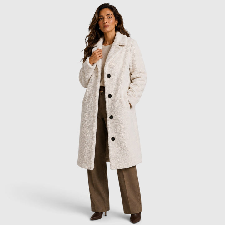 Megan | Cozy Longline Button Front Sherpa Jacket Women