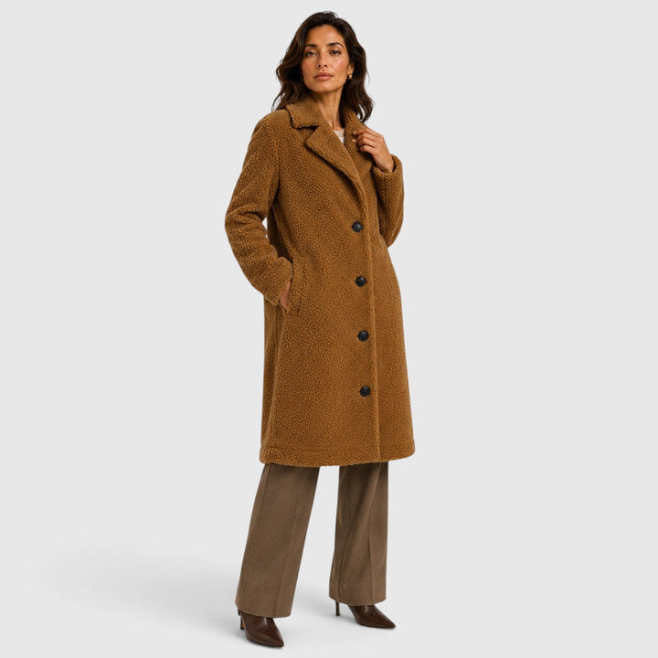 Megan | Cozy Longline Button Front Sherpa Jacket Women