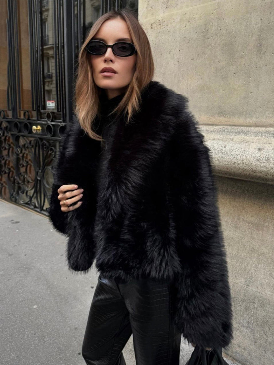 Megan | Graceful Plush Textured Fur Coat