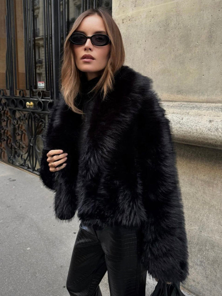 Megan | Graceful Plush Textured Fur Coat