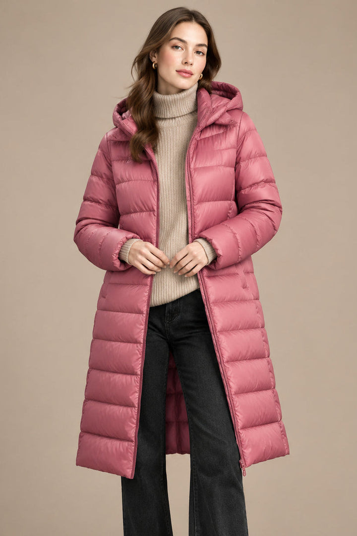 Megan | Sophisticated Hooded Mid-Length Puffer Jacket