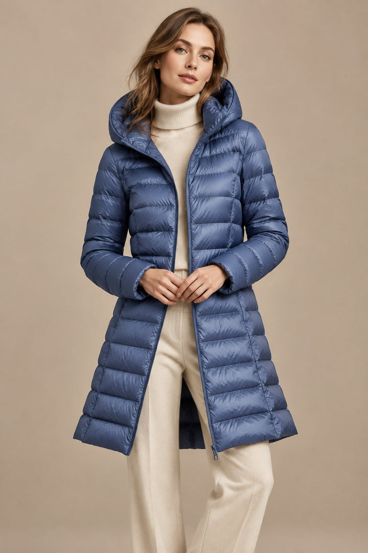 Megan | Sophisticated Hooded Mid-Length Puffer Jacket