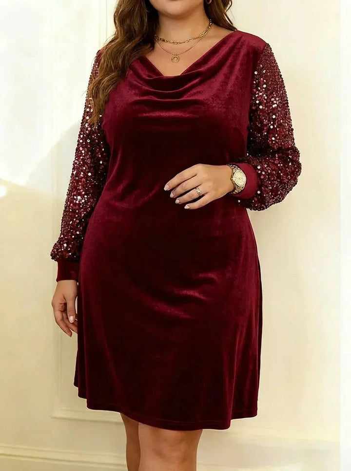 Melissa | Chic Sparkle Sleeve Velvet Christmas Dress