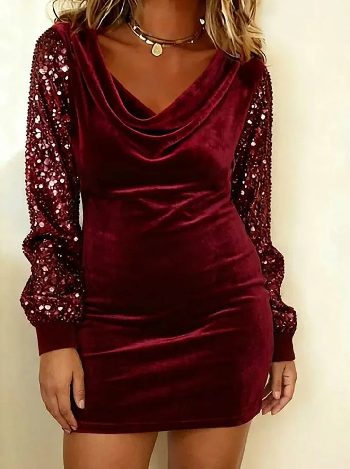 Melissa | Chic Sparkle Sleeve Velvet Christmas Dress
