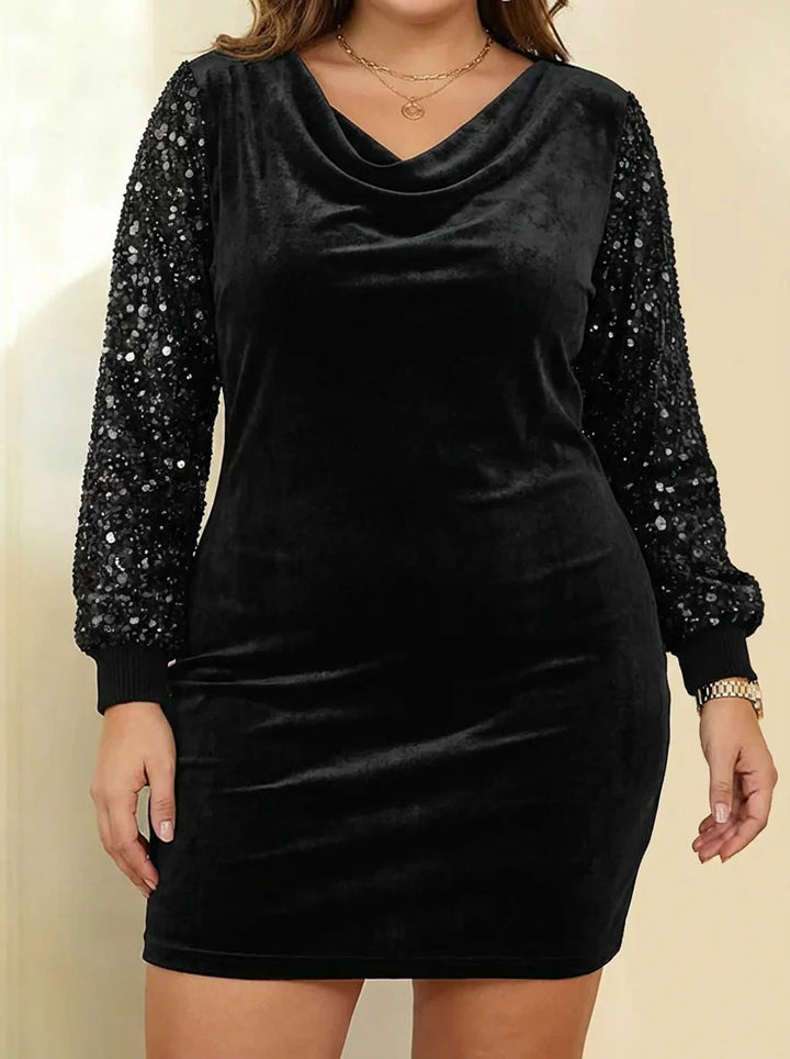 Melissa | Chic Sparkle Sleeve Velvet Christmas Dress