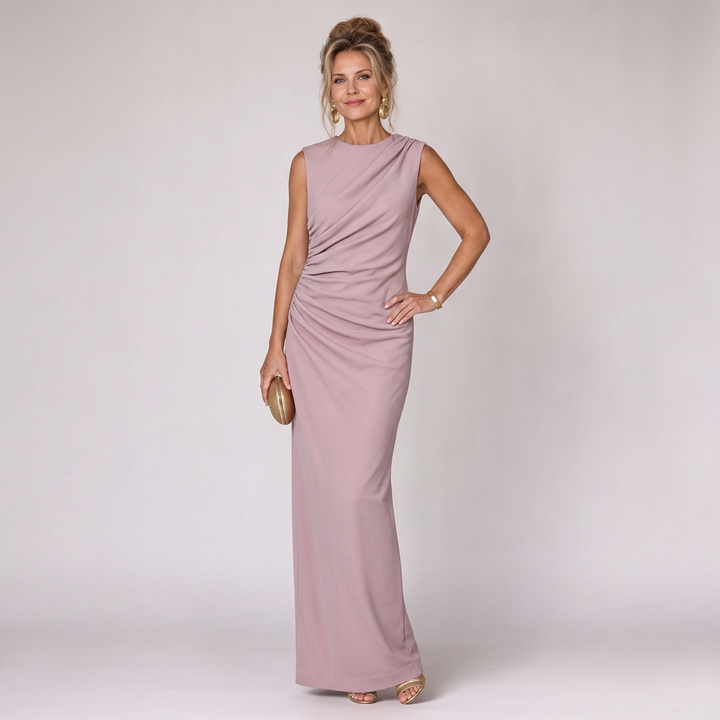 Melissa | Cozy Ruched Fitted Christmas Dress Maxi Gown