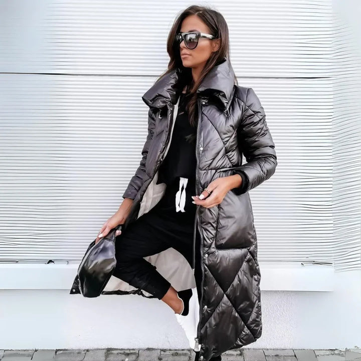 Melissa | Stylish Long Quilted Hooded Puffer Jacket