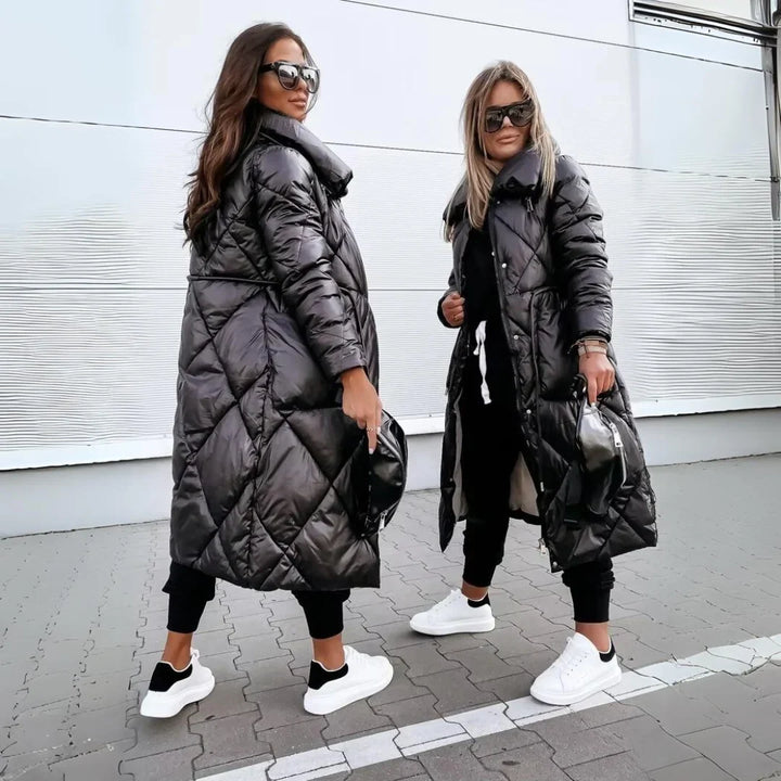 Melissa | Stylish Long Quilted Hooded Puffer Jacket