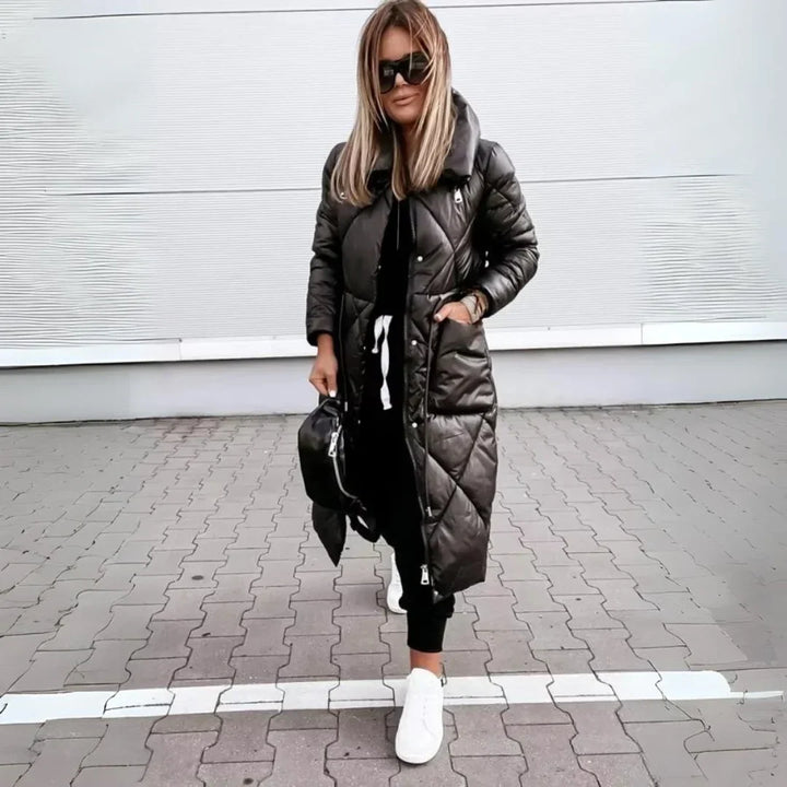 Melissa | Stylish Long Quilted Hooded Puffer Jacket