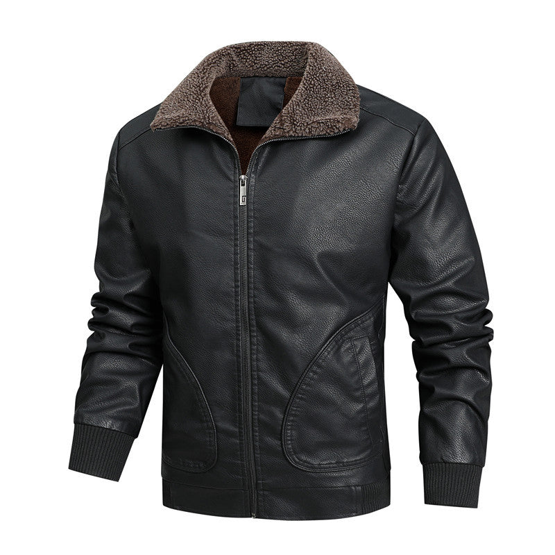 Michael | Graceful Sherpa-Collar Leather Bomber Jacket