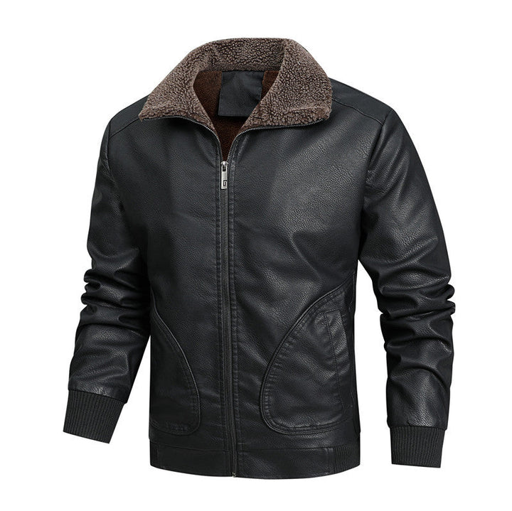 Michael | Graceful Sherpa-Collar Leather Bomber Jacket