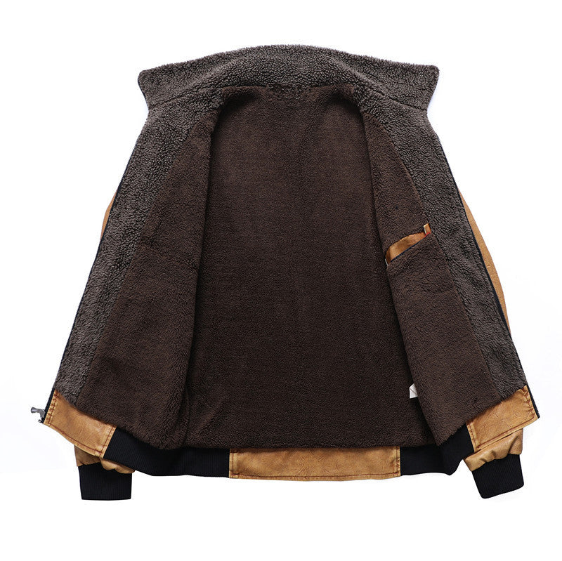 Michael | Graceful Sherpa-Collar Leather Bomber Jacket