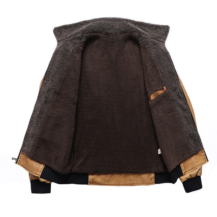 Michael | Graceful Sherpa-Collar Leather Bomber Jacket