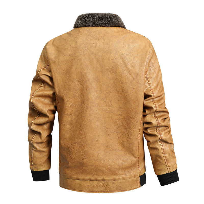 Michael | Graceful Sherpa-Collar Leather Bomber Jacket