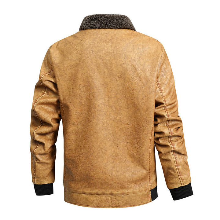 Michael | Graceful Sherpa-Collar Leather Bomber Jacket