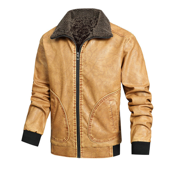 Michael | Graceful Sherpa-Collar Leather Bomber Jacket