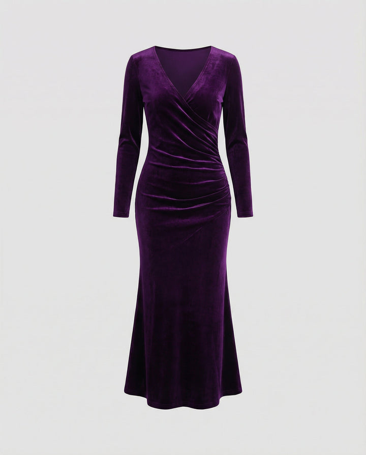 Michelle | Timeless Ruched Velvet Bodycon Midi Dress