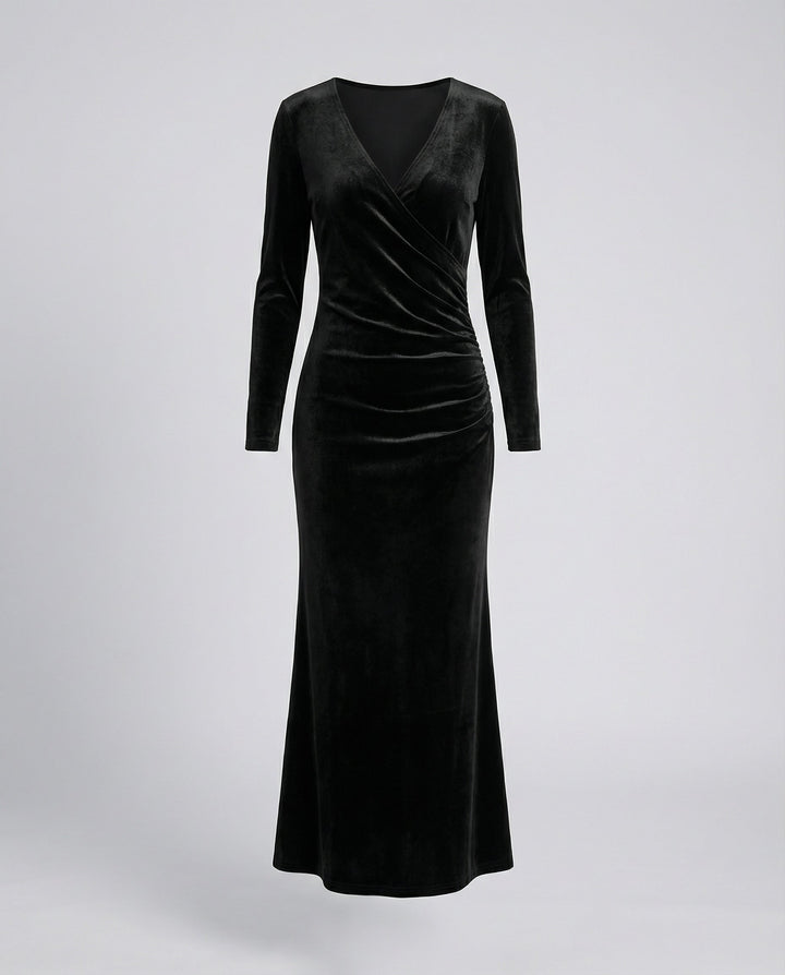 Michelle | Timeless Ruched Velvet Bodycon Midi Dress