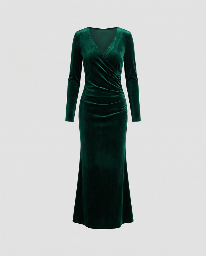 Michelle | Timeless Ruched Velvet Bodycon Midi Dress