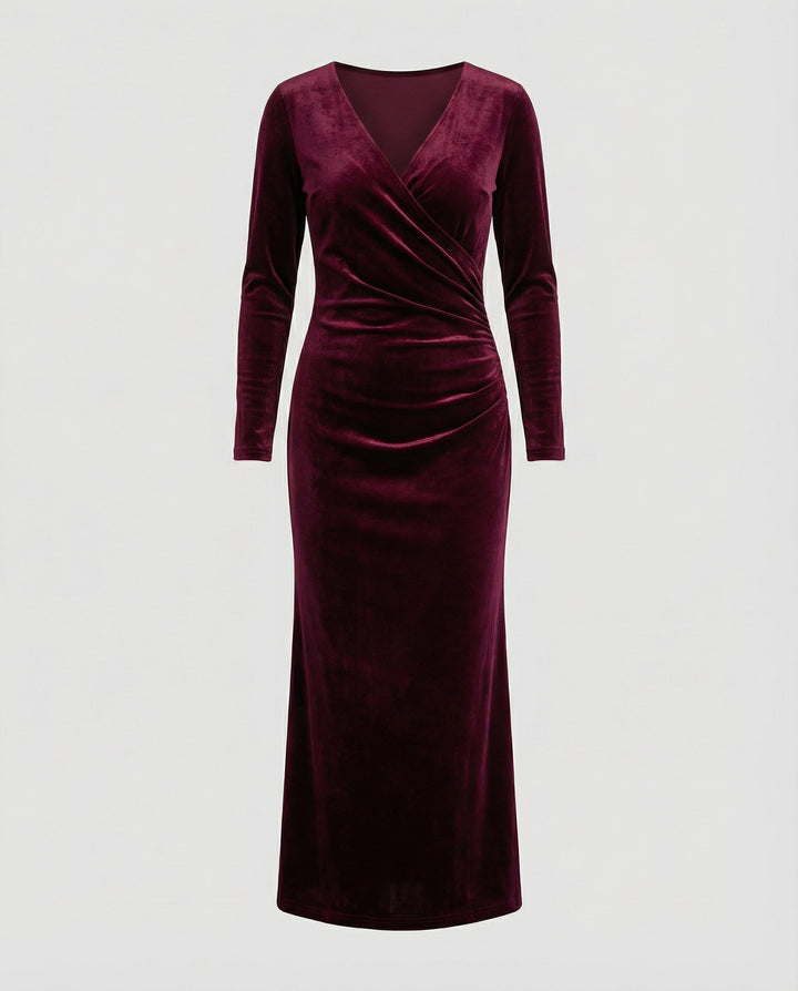 Michelle | Timeless Ruched Velvet Bodycon Midi Dress
