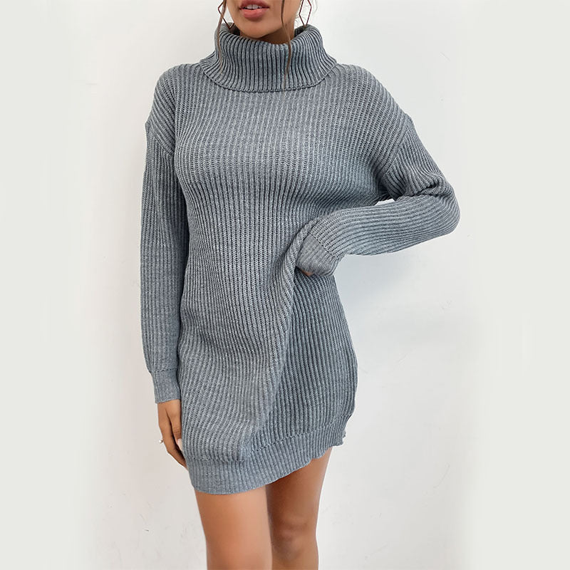 Nancy | Cozy Ribbed Turtleneck Sweater Dress