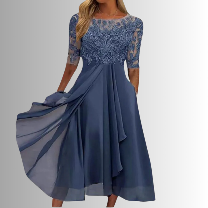 Nancy | Sophisticated Lace Chiffon Christmas Dress