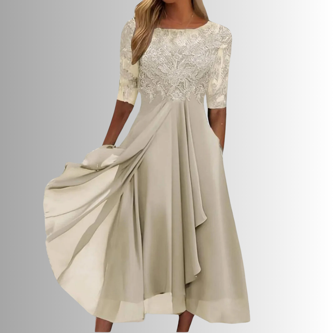 Nancy | Sophisticated Lace Chiffon Christmas Dress