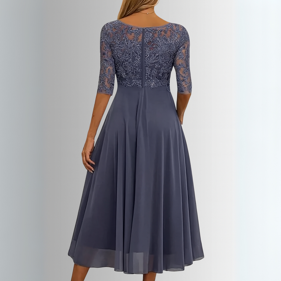 Nancy | Sophisticated Lace Chiffon Christmas Dress