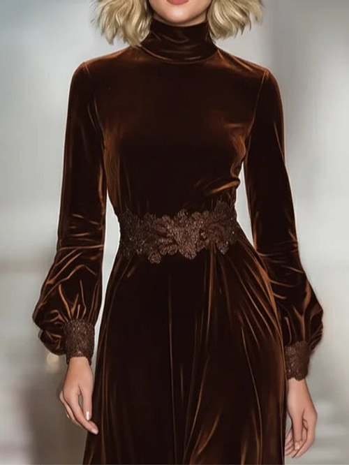 Natalie | Classic High Neck Long Sleeve Maxi Christmas Dress