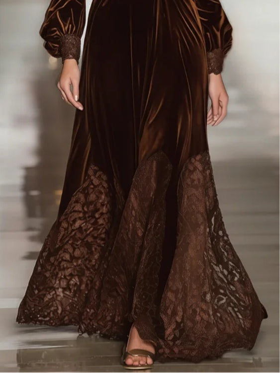 Natalie | Classic High Neck Long Sleeve Maxi Christmas Dress