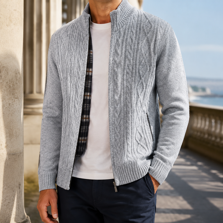 Nicholas | Cozy Full-Zip Chunky Cable Knit Sweater