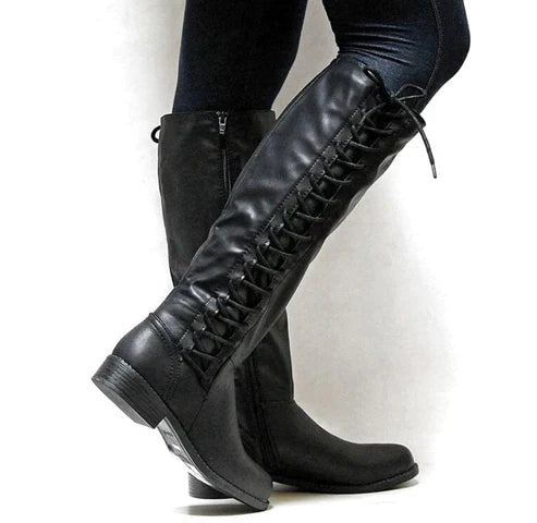 Nicole | Classic Lace-Up Knee High Combat Boots