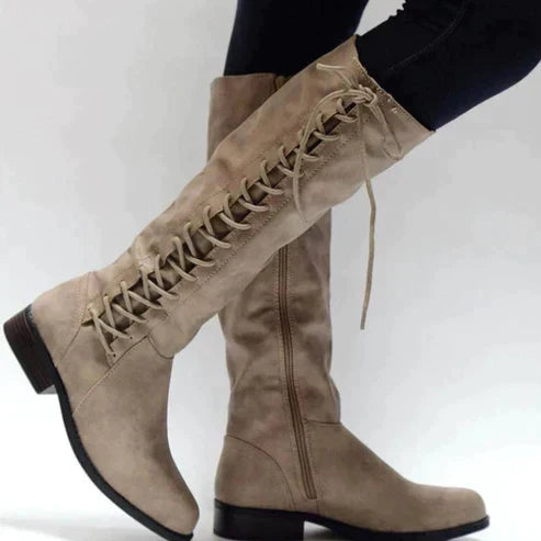 Nicole | Classic Lace-Up Knee High Combat Boots