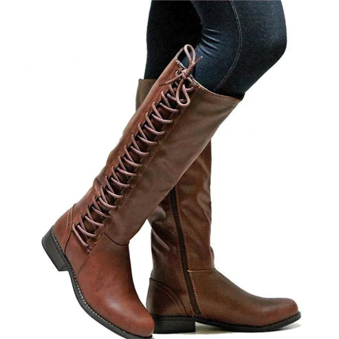 Nicole | Classic Lace-Up Knee High Combat Boots