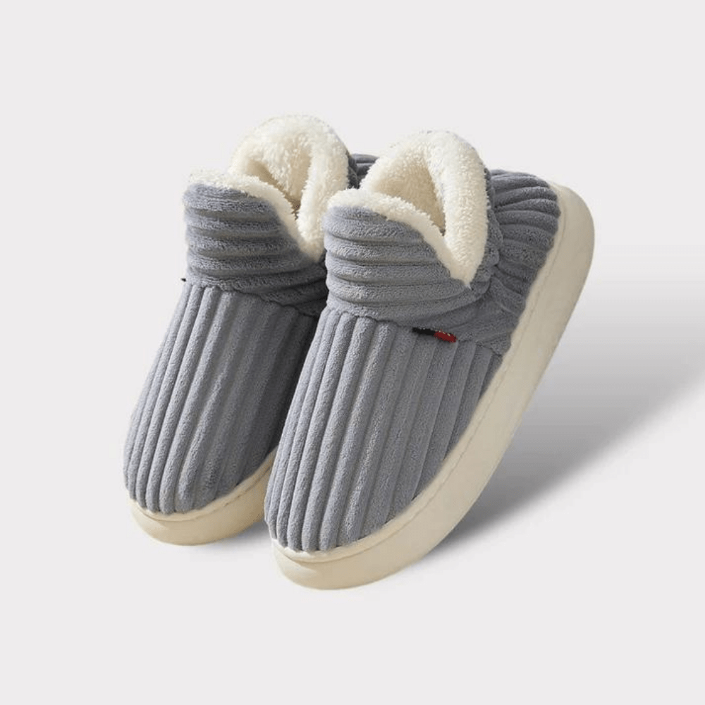 Nicole | Polished Ribbed Slip-On Slippers with Plush Lining