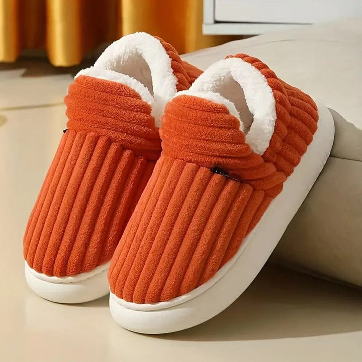 Nicole | Polished Ribbed Slip-On Slippers with Plush Lining