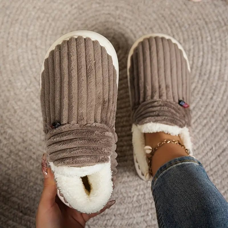 Nicole | Polished Ribbed Slip-On Slippers with Plush Lining