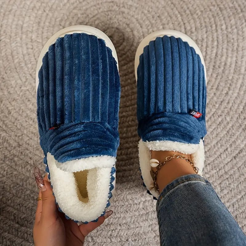 Nicole | Polished Ribbed Slip-On Slippers with Plush Lining