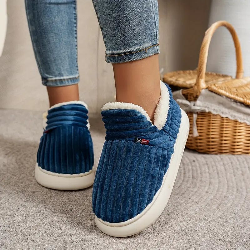 Nicole | Polished Ribbed Slip-On Slippers with Plush Lining