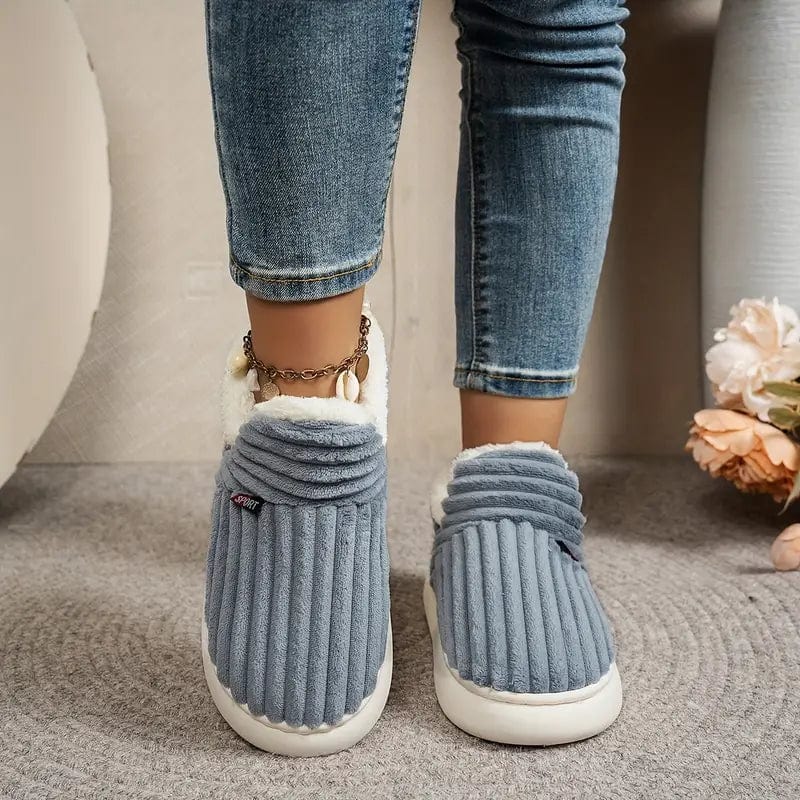 Nicole | Polished Ribbed Slip-On Slippers with Plush Lining