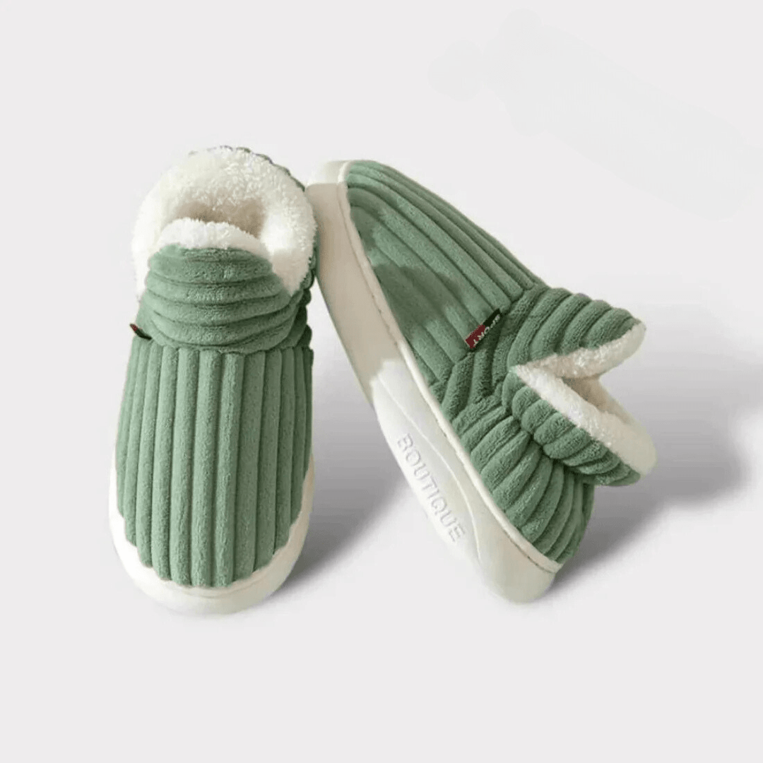 Nicole | Polished Ribbed Slip-On Slippers with Plush Lining