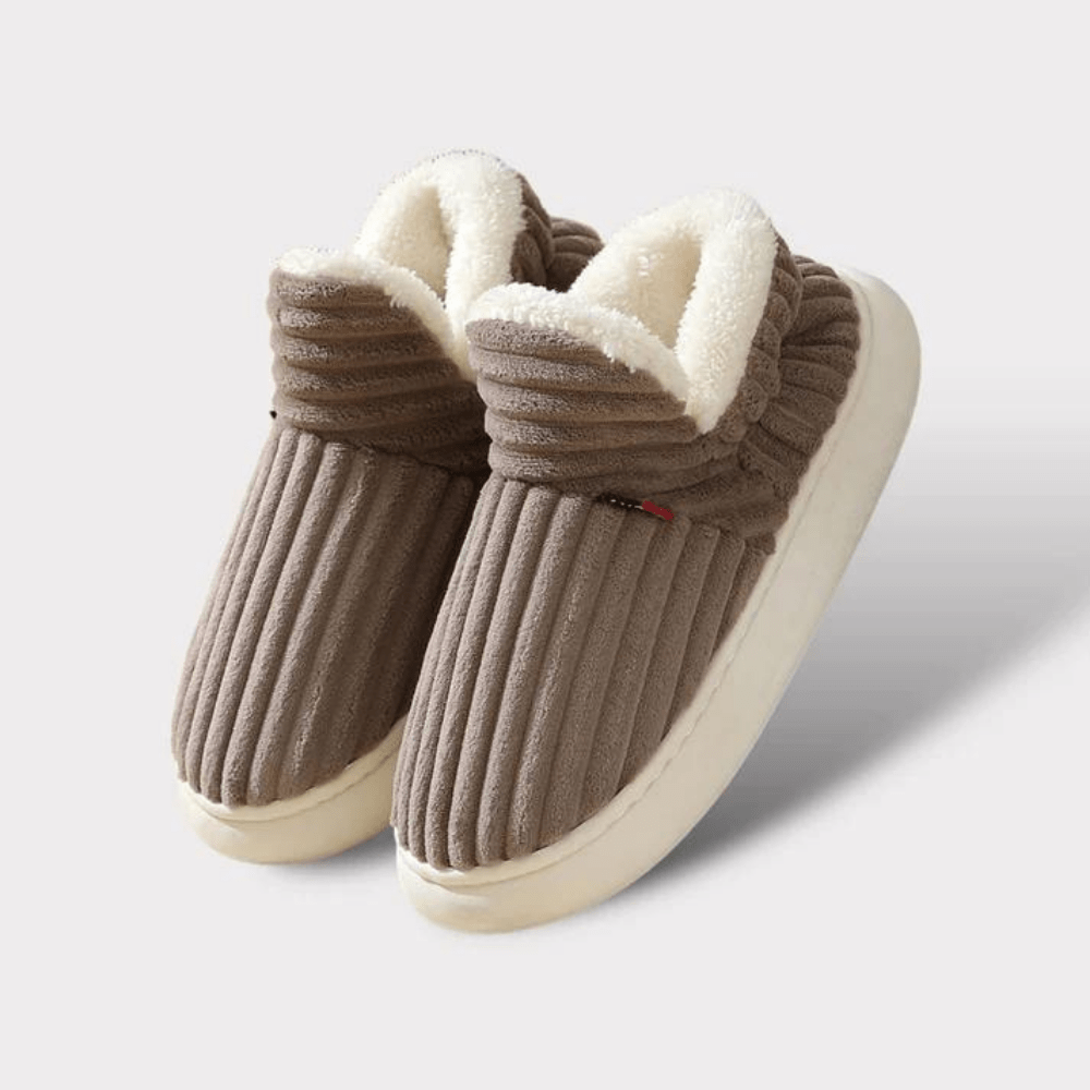 Nicole | Polished Ribbed Slip-On Slippers with Plush Lining
