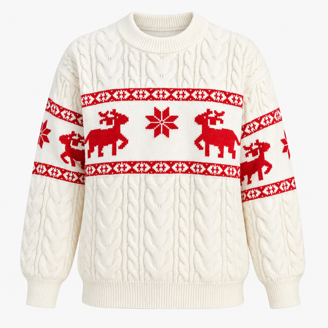 Noah | Timeless Reindeer Cable Knit Mens Christmas Sweater