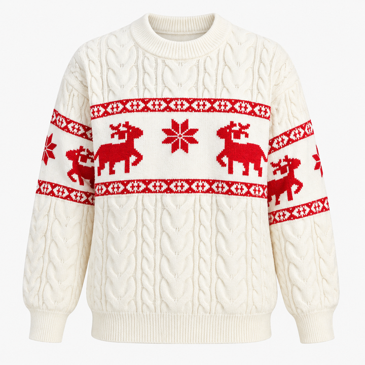 Noah | Timeless Reindeer Cable Knit Mens Christmas Sweater