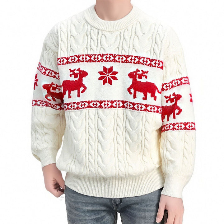 Noah | Timeless Reindeer Cable Knit Mens Christmas Sweater