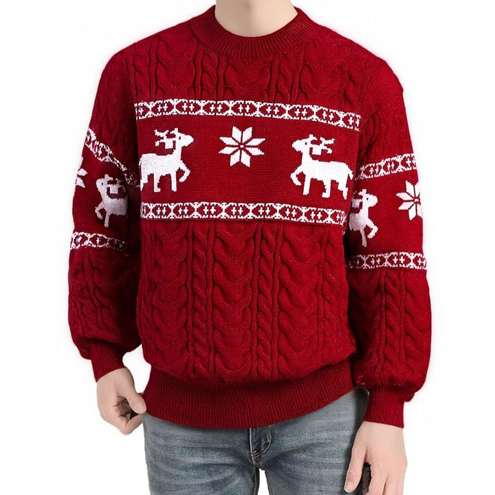 Noah | Timeless Reindeer Cable Knit Mens Christmas Sweater